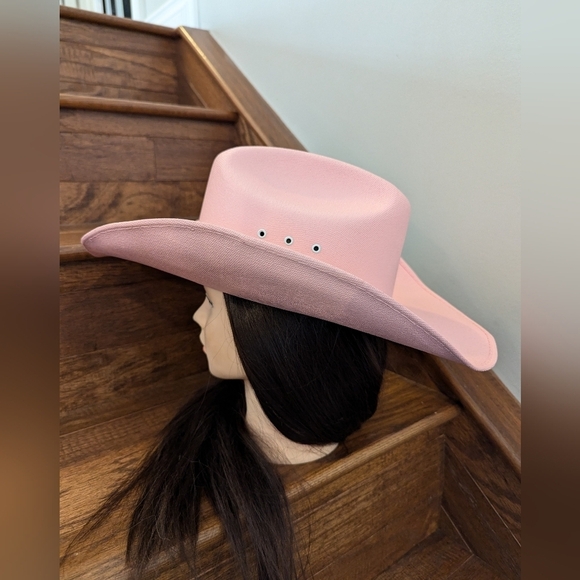 WESTERN EXPRESS CATTLEMAN PINK STRAW COWBOY HAT.  adult Size Small Medium - Picture 9 of 15
